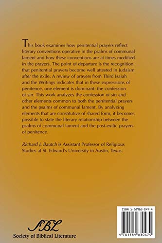 Developments in Genre between PostExilic Penitential Prayers and the Psalms of Communal Lament (Academia Biblica),Used - Image 2
