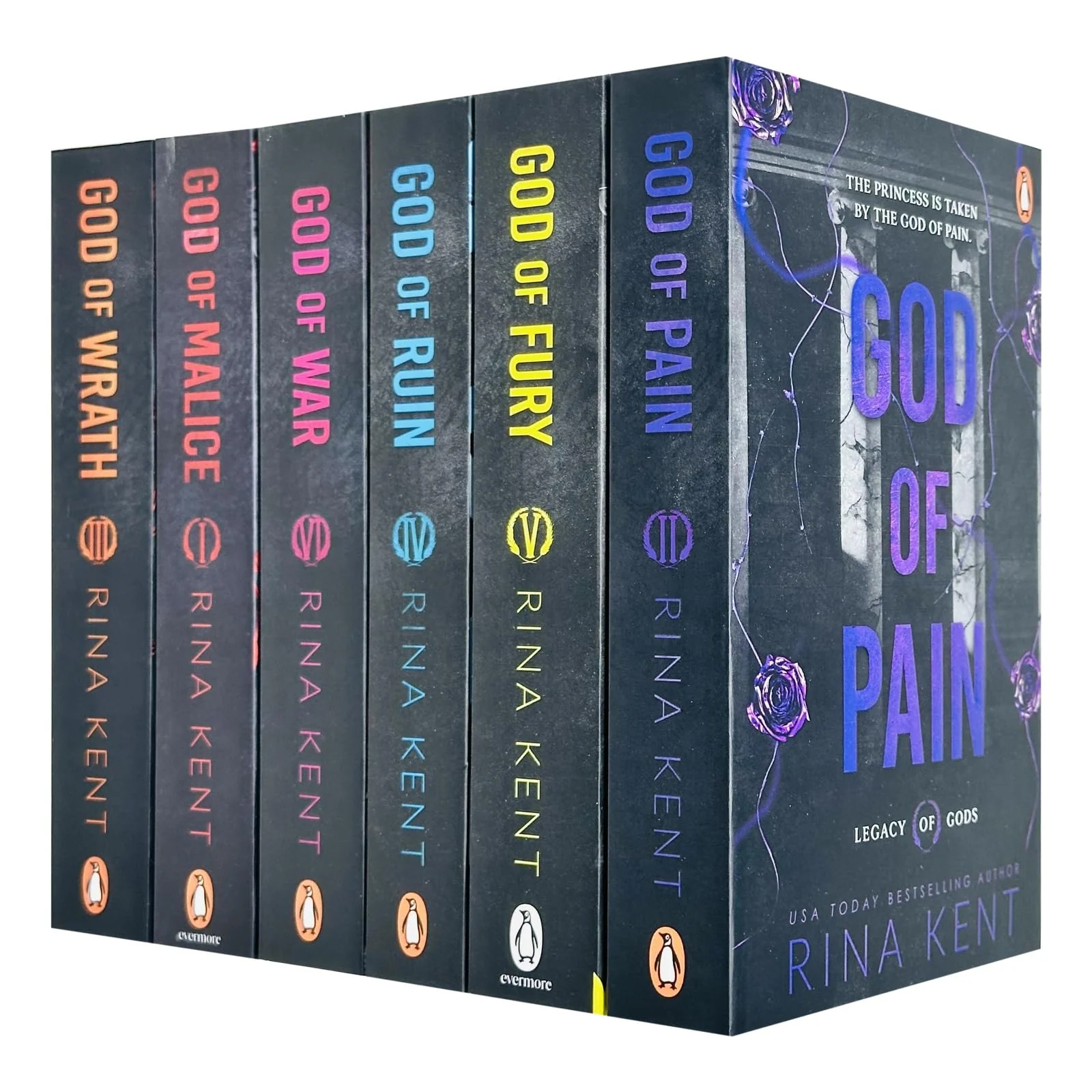 Legacy of Gods Series Collection 6 Books Set By Rina Kent (God of Pain, God of Fury, God of Ruin, God of War, God of Malice & Go