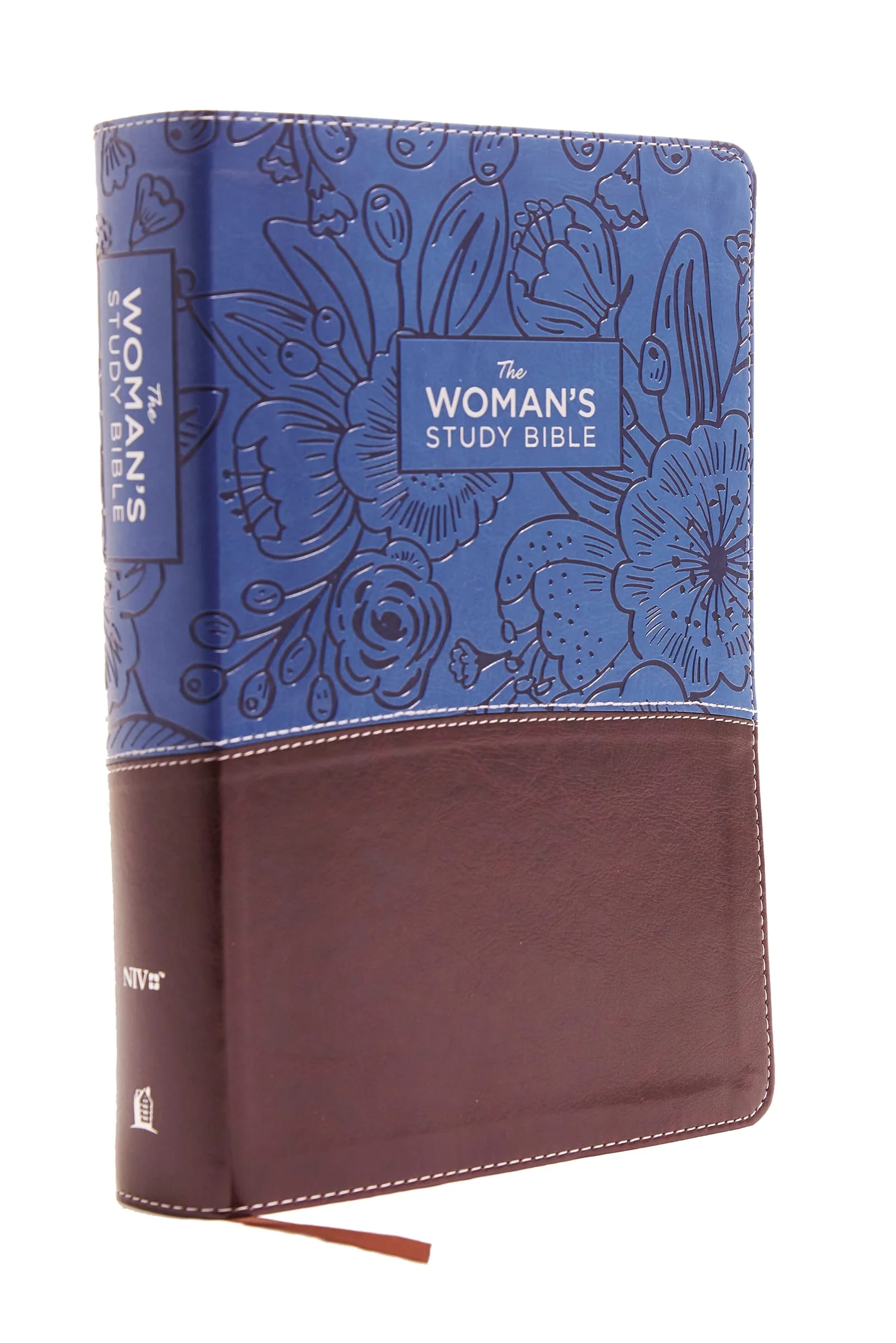 NIV, The Womans Study Bible, Leathersoft, Blue/Brown, FullColor, Red Letter: Receiving Gods Truth for Balance, Hope, and Tran