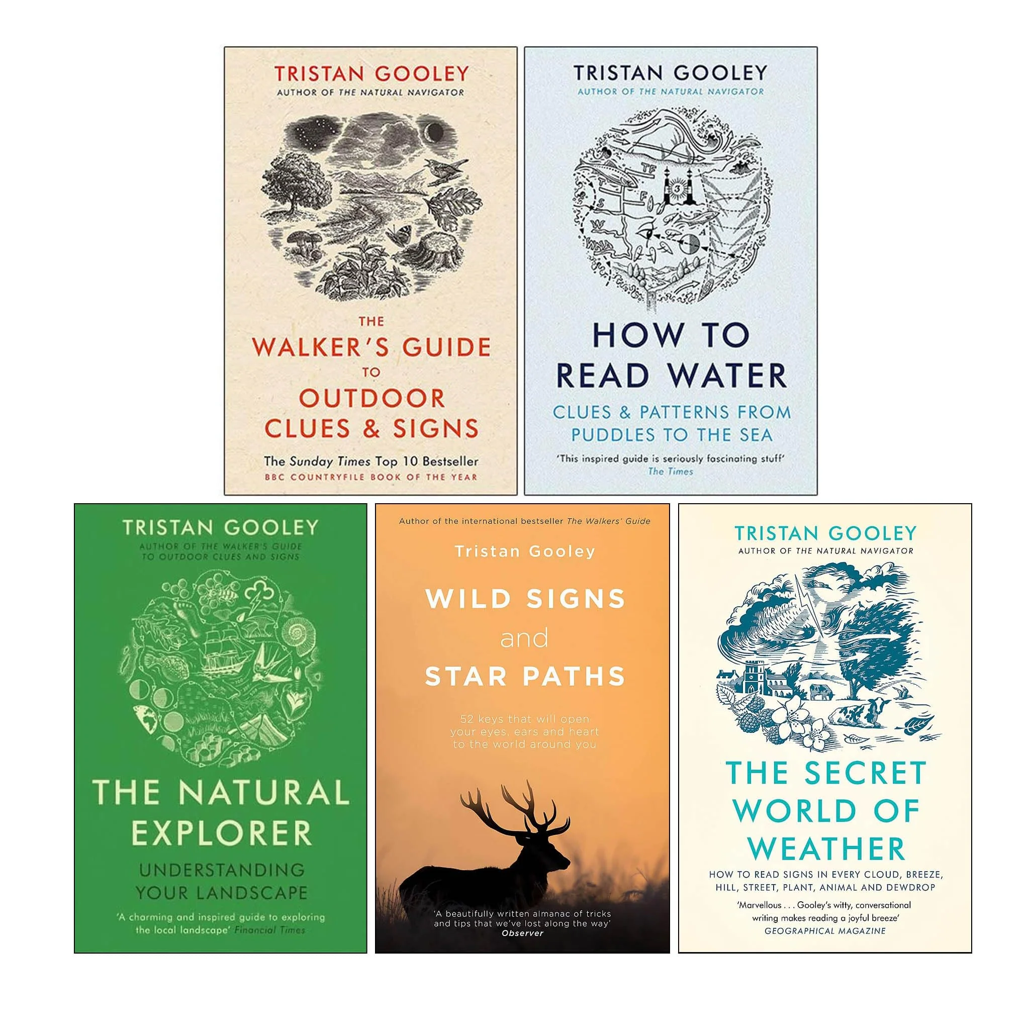 Tristan Gooley 5 Books Collection Set (Wild Signs and Star Paths, The Natural Explorer, How To Read Water, The Walkers Guide to